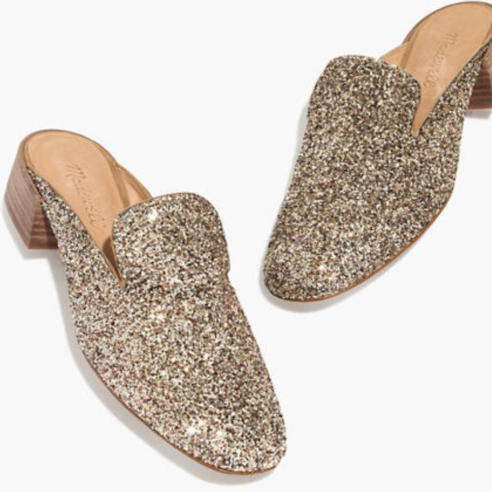 Madewell Willa Loafer Mule in glitter